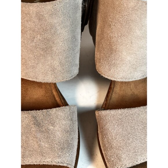TOMS Suede Majorca Cutout Block Heels Womens Casual Sandals Shoes Taupe Size 6M - Picture 4 of 16